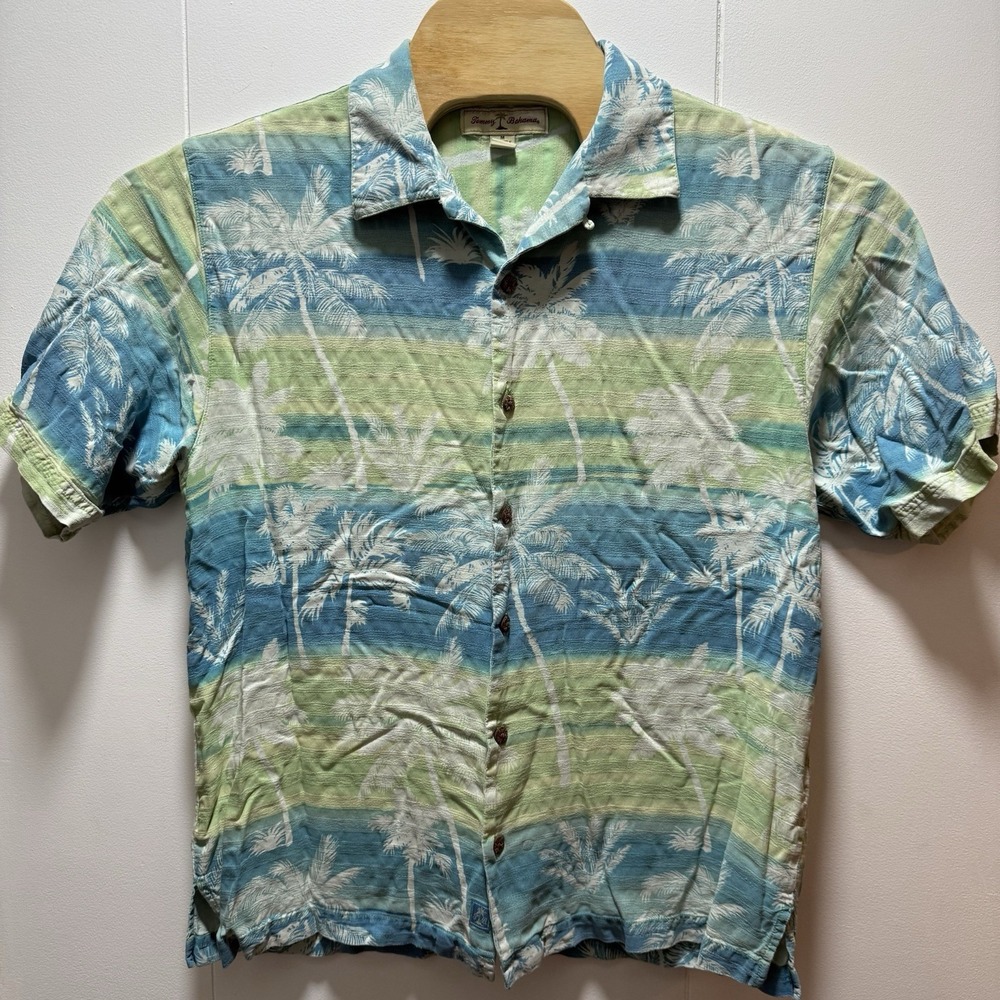 Tommy Bahama Men's 100% Silk Button Up Short Sleeve Shirt Hawaiian‎ Size Medium